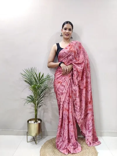 1 Min Chiffon Readymade Saree Ready to wear