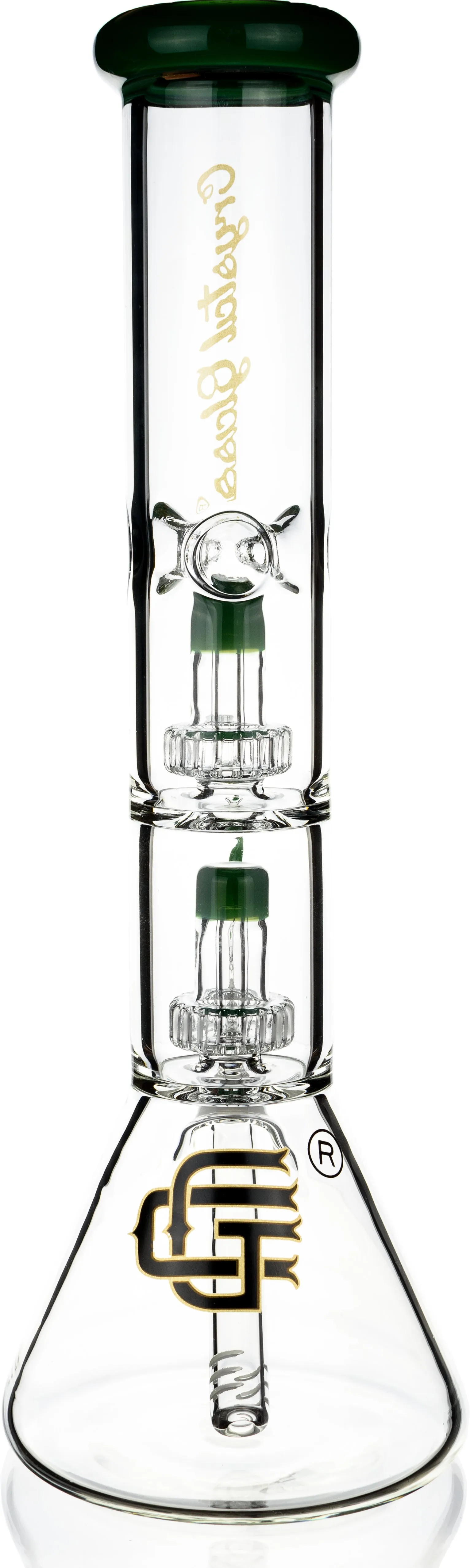 14 Beaker Bong w/ Double Showerhead Perc, by Crystal Glass