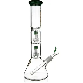 14 Beaker Bong w/ Double Showerhead Perc, by Crystal Glass