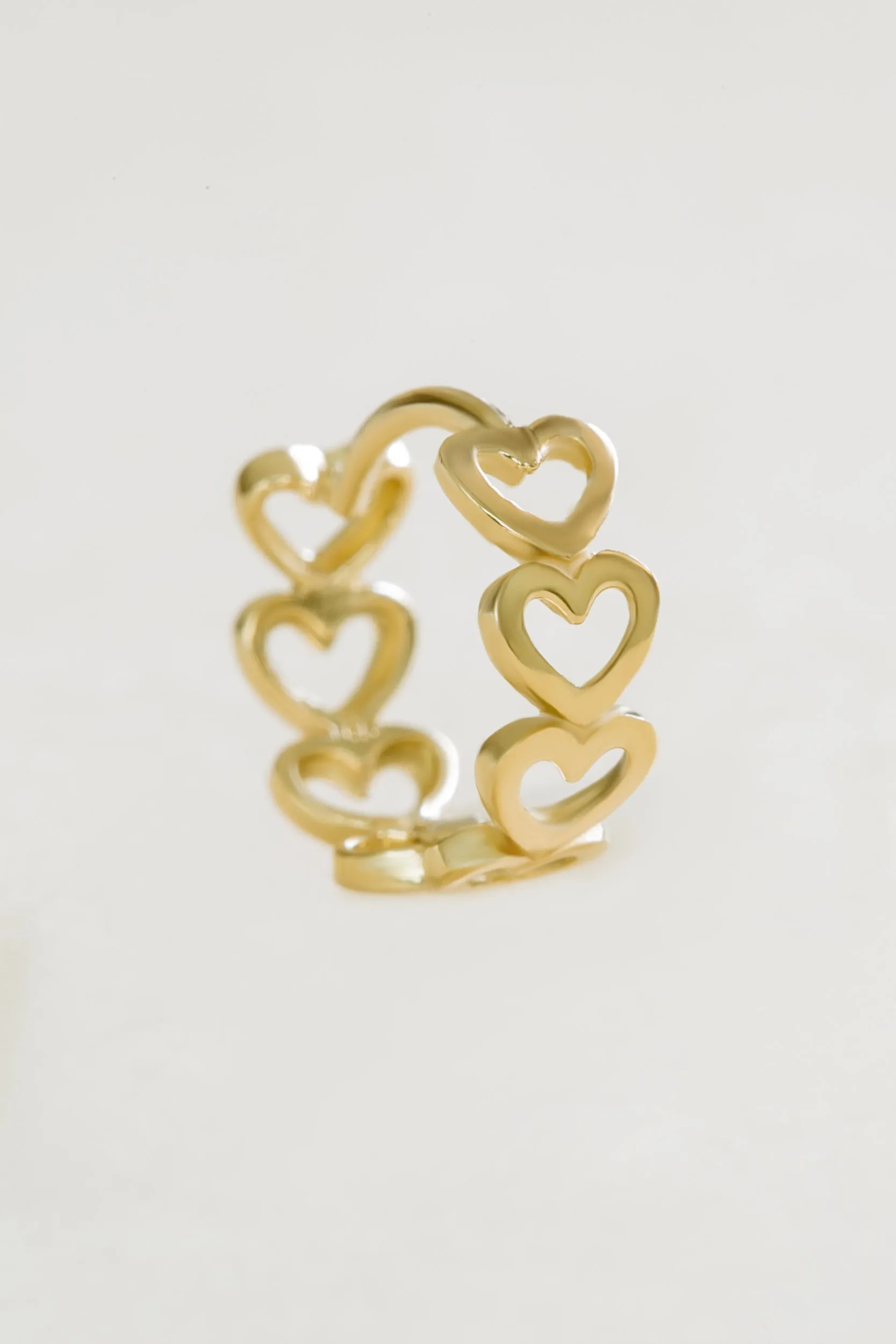 14K Solid Gold Jewelry Heart Round Piercing Earring Hoop Ring