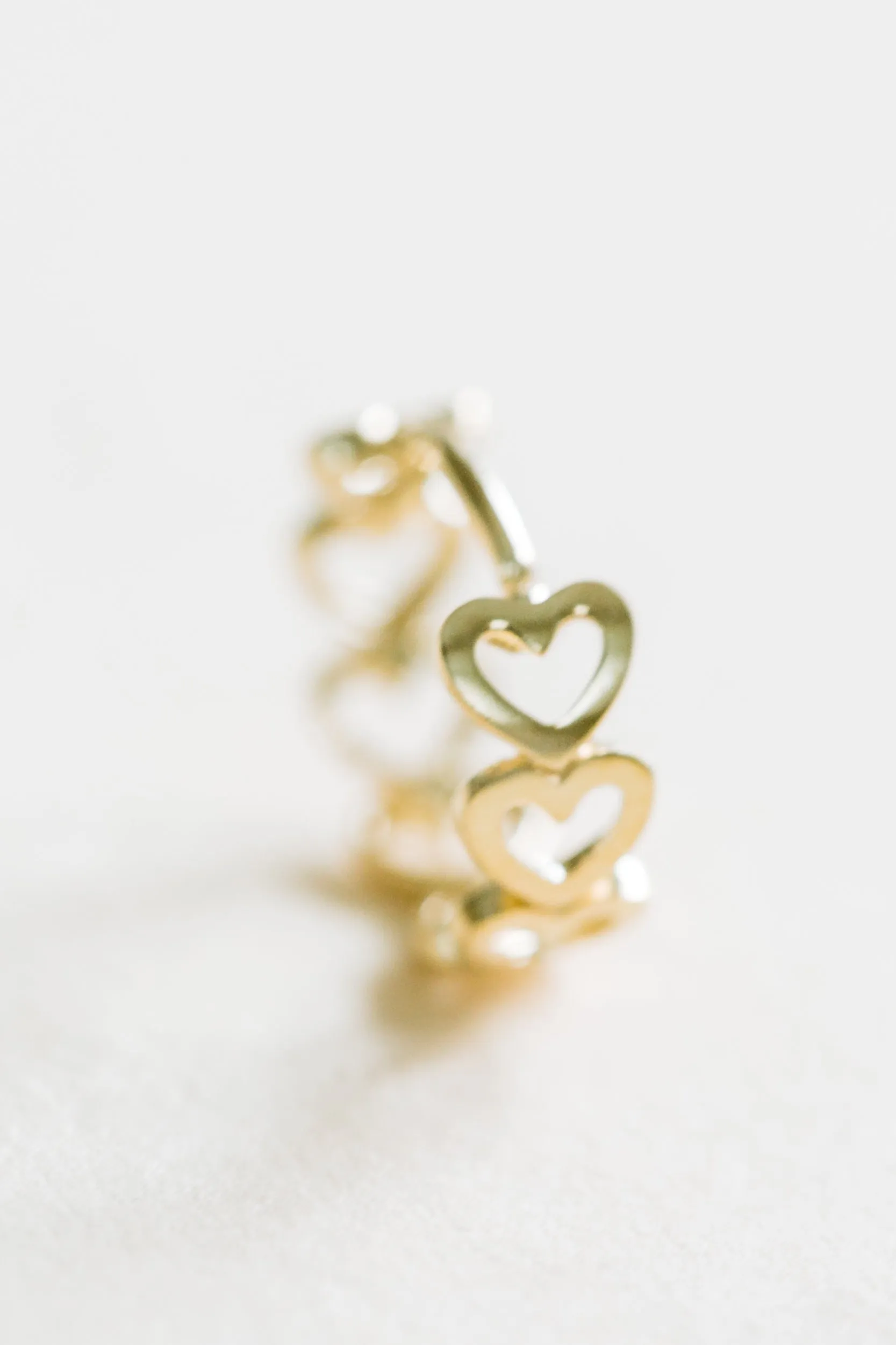 14K Solid Gold Jewelry Heart Round Piercing Earring Hoop Ring