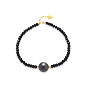 18K Solid Gold Tahitian Pearl Bracelet KB00029