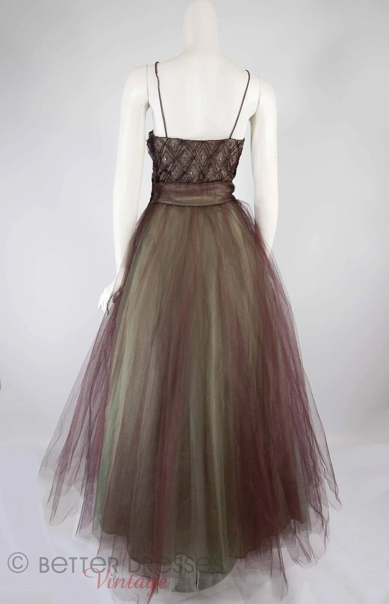 40s/50s Embellished Tulle Ball Gown - sm