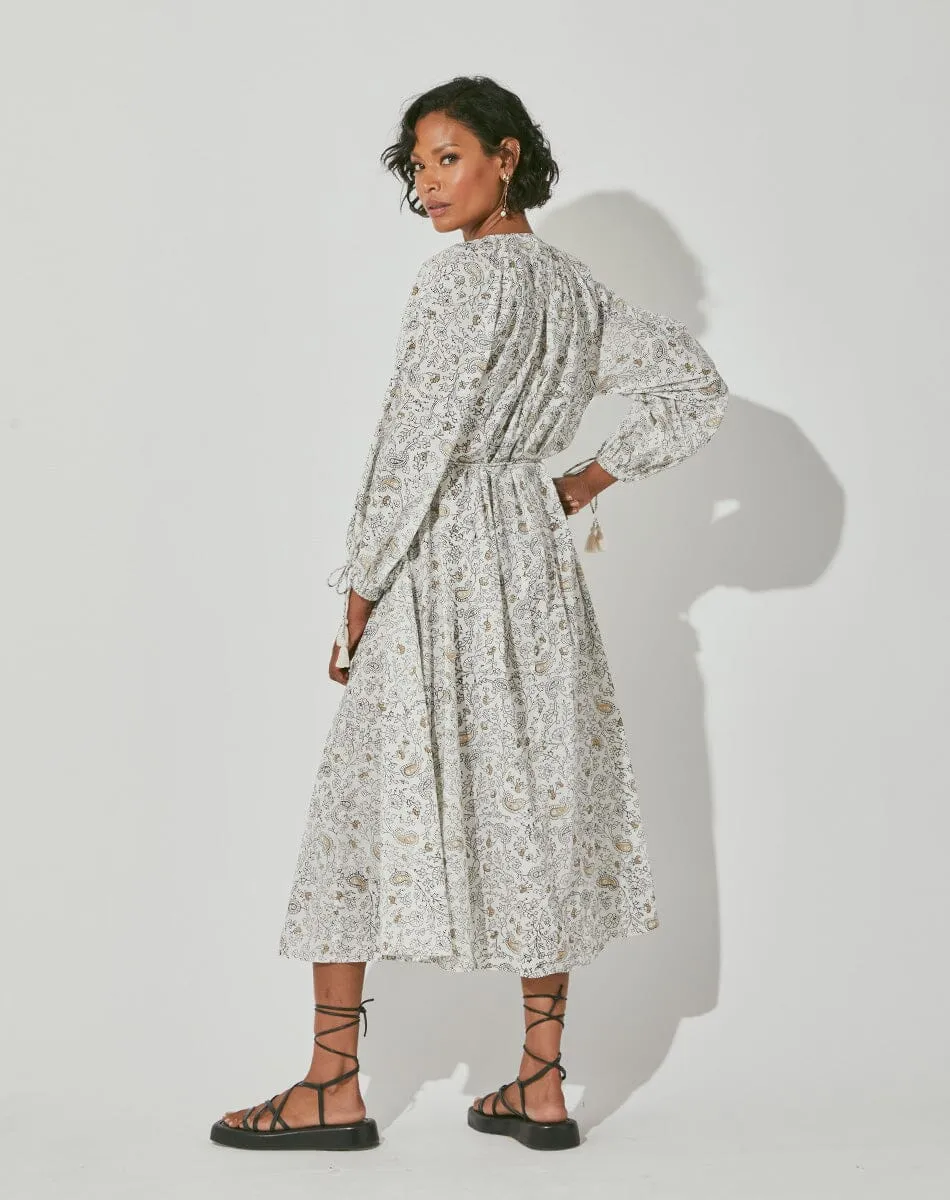 Aaliyah Kaftan Midi Dress | Ornate Paisley