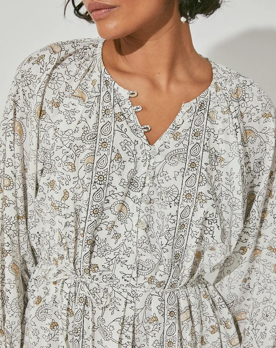 Aaliyah Kaftan Midi Dress | Ornate Paisley