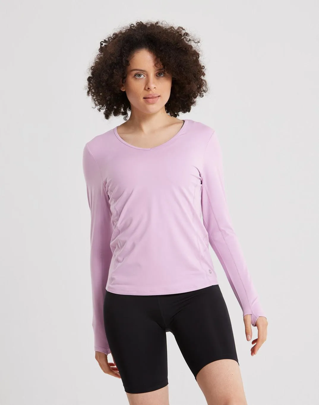 Advantage V-Neck Long Sleeve Tee in Orchid