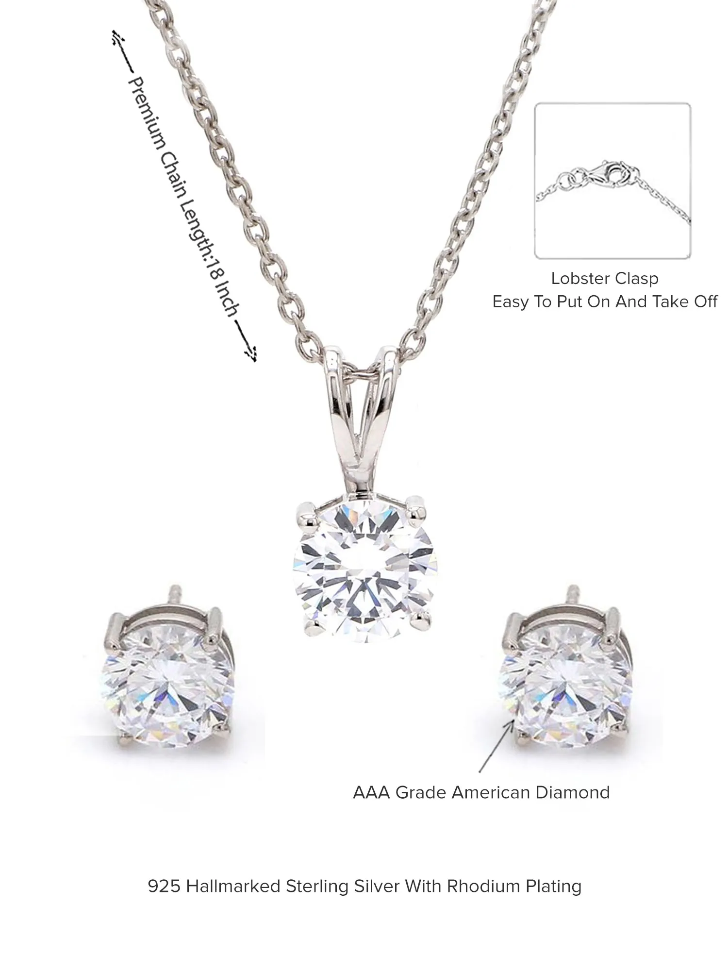 American Diamond 2 Carat Solitaire Set