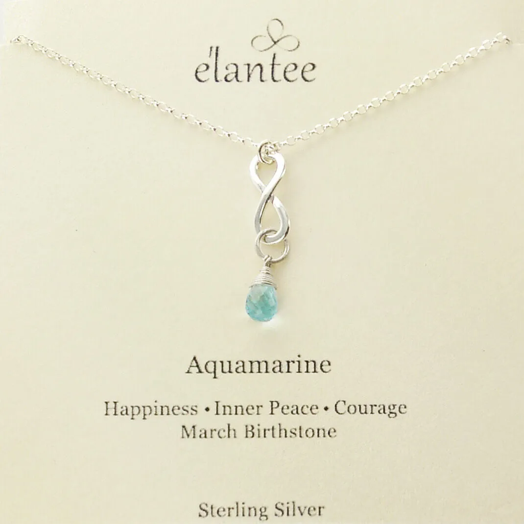 Aquamarine March Birthstone Infinity Necklace