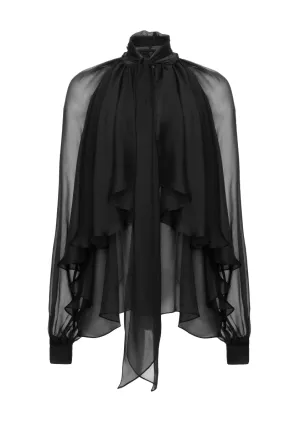 BALLOON-SLEEVE CHIFFON BLOUSE