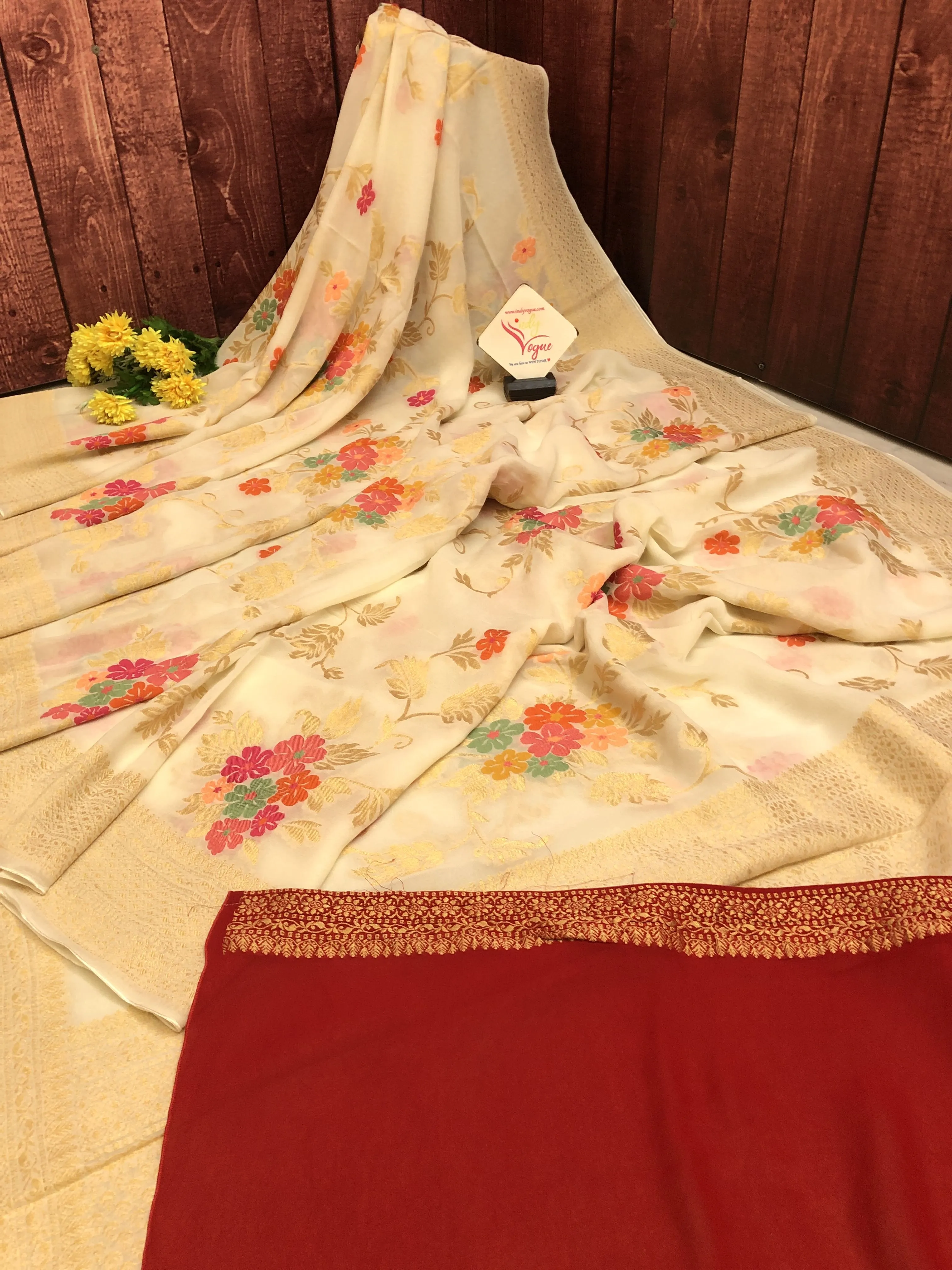 Beige Color Khaddi Georgette Banarasi with Meenakari Jaal Work Allover