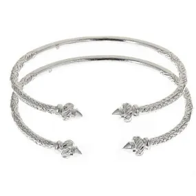 Better Jewelry Thin Ridged Arrow Taj Mahal .925 Sterling Silver West Indian Bangles, 45 gr., 1 pair