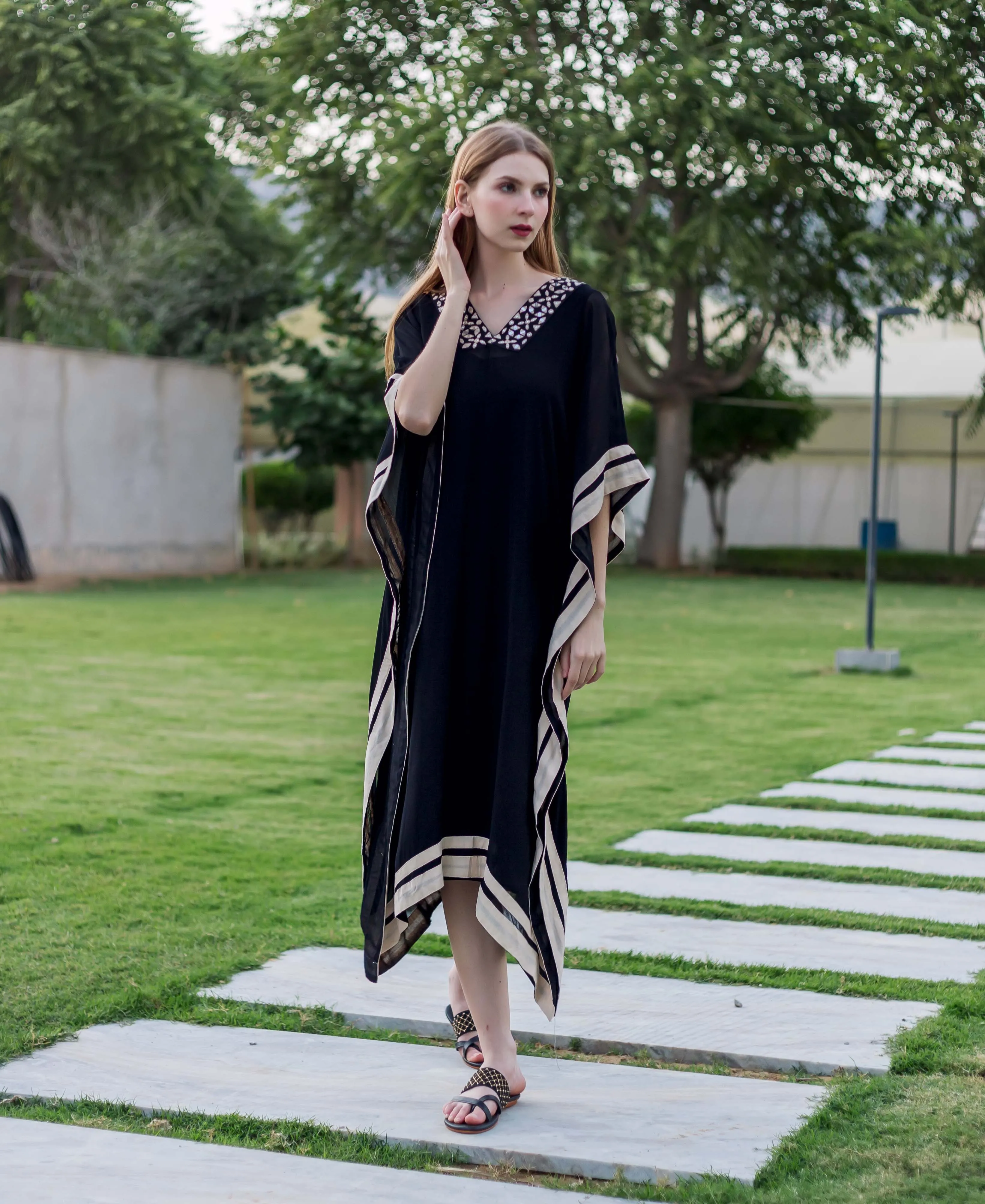 Black Embroidered Kaftan