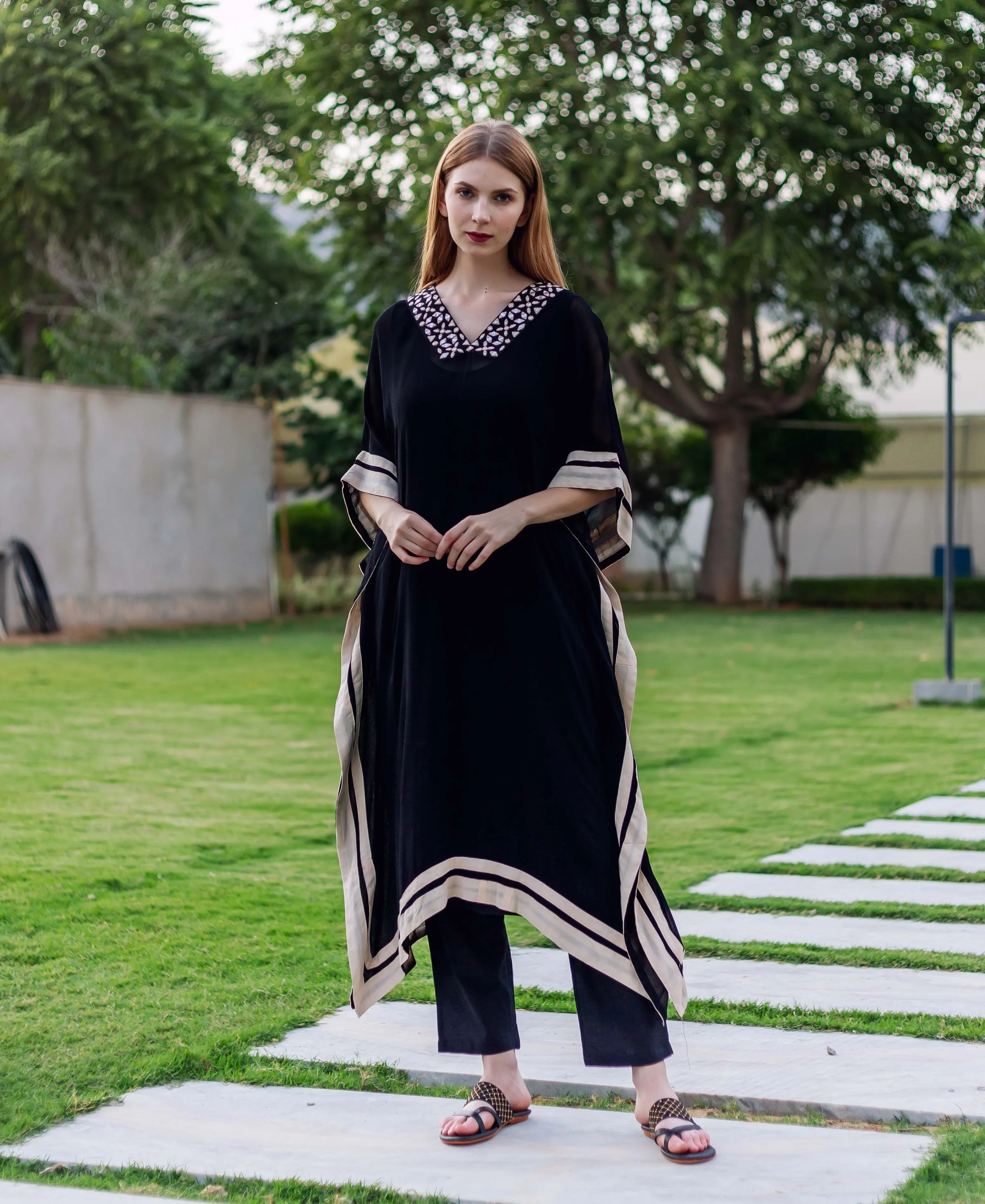 Black Embroidered Kaftan