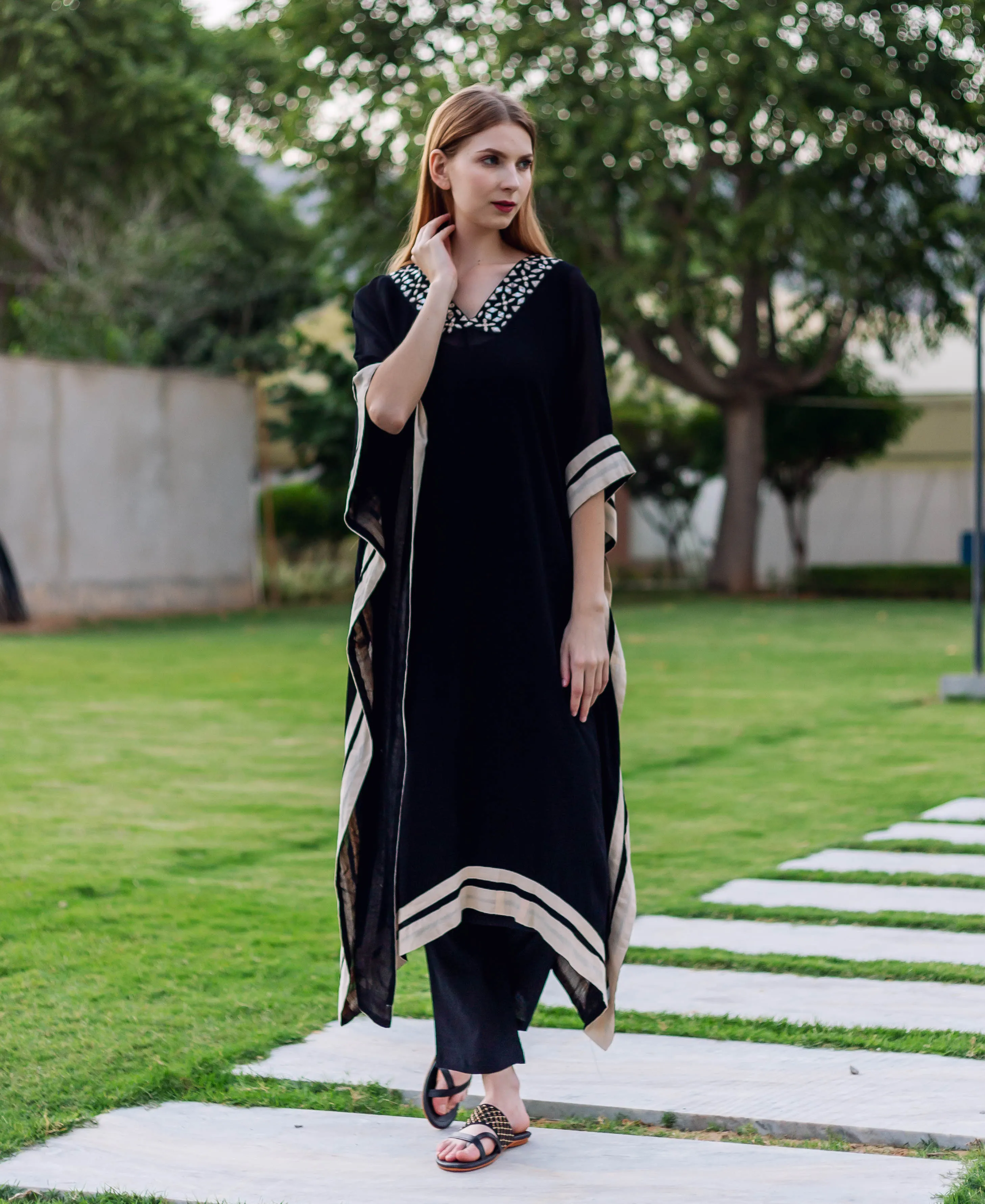 Black Embroidered Kaftan