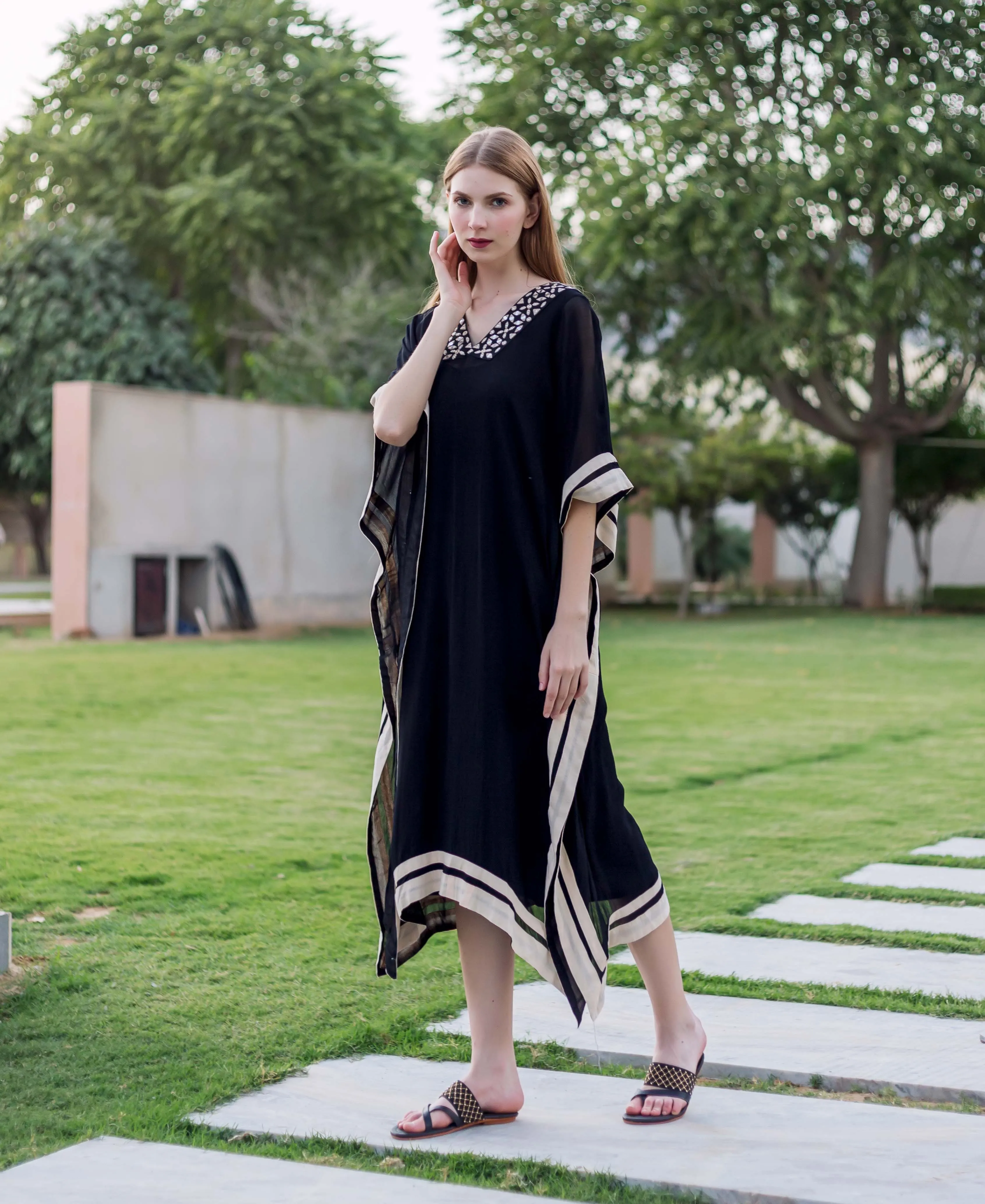 Black Embroidered Kaftan