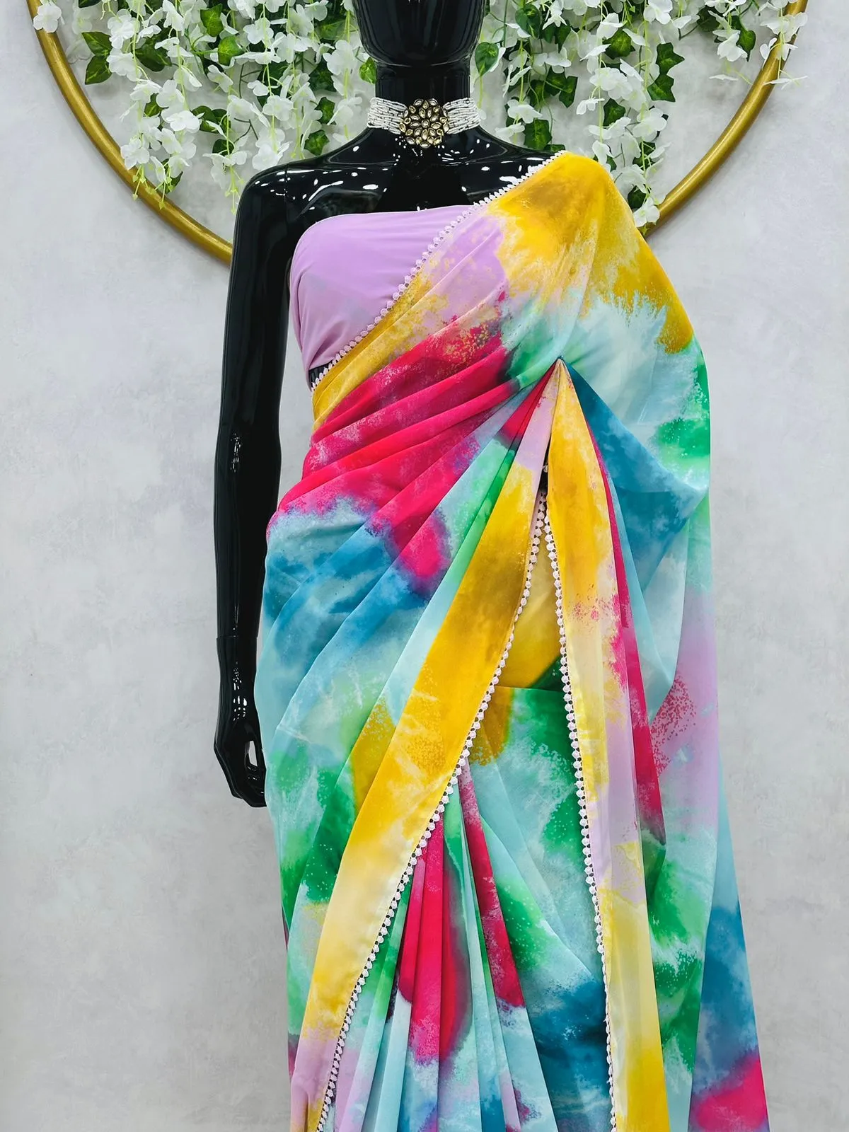 Bollywood Celebrity Aaliya Bhatt inspired Georgette Saree -SSS001BRAB