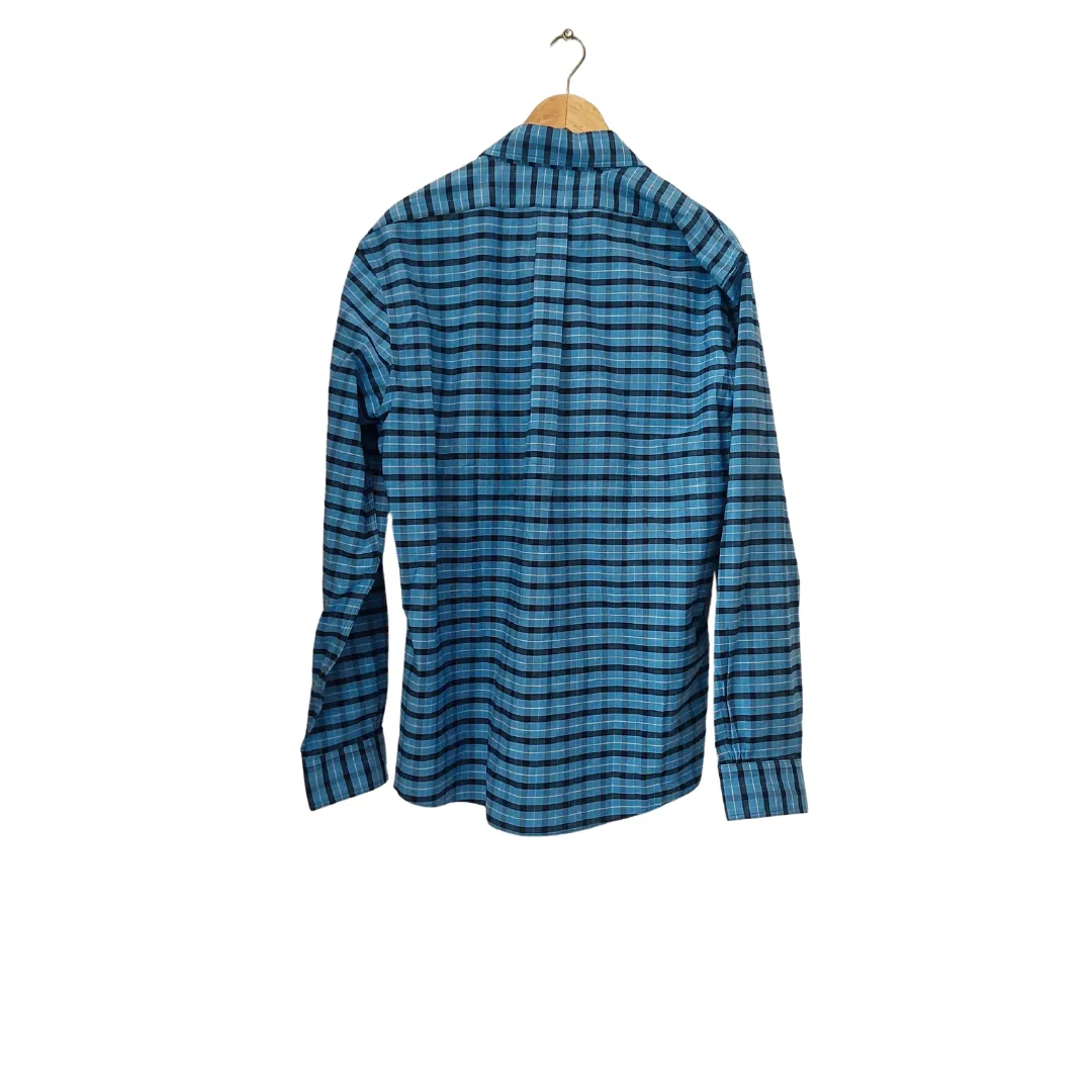 Brooks Brother Men's Blue Checked Cotton Blend Collared Shirt | Brand New |