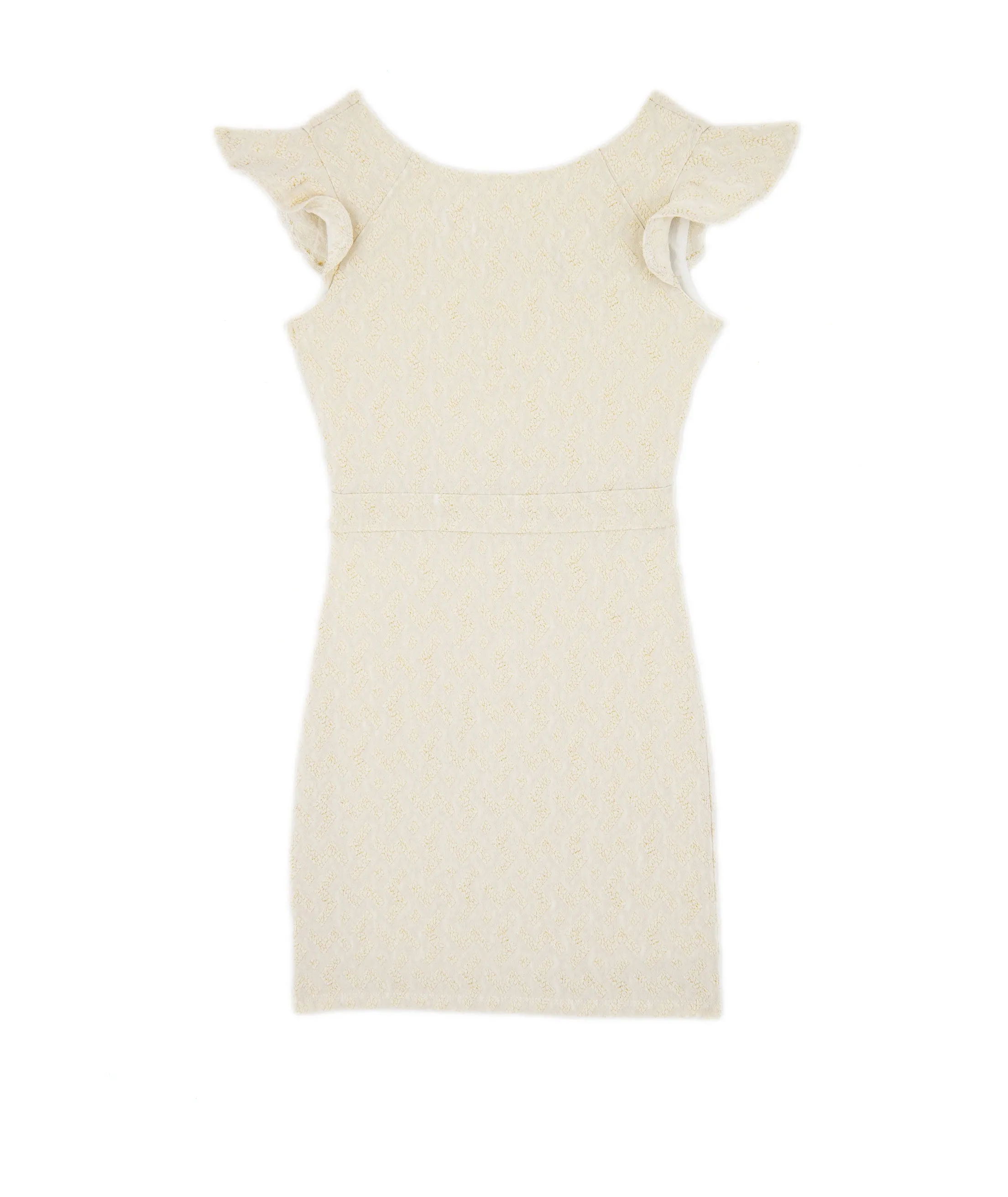 By Debra Girls Ivory/Gold Flutter Sleeve Sheath Dress