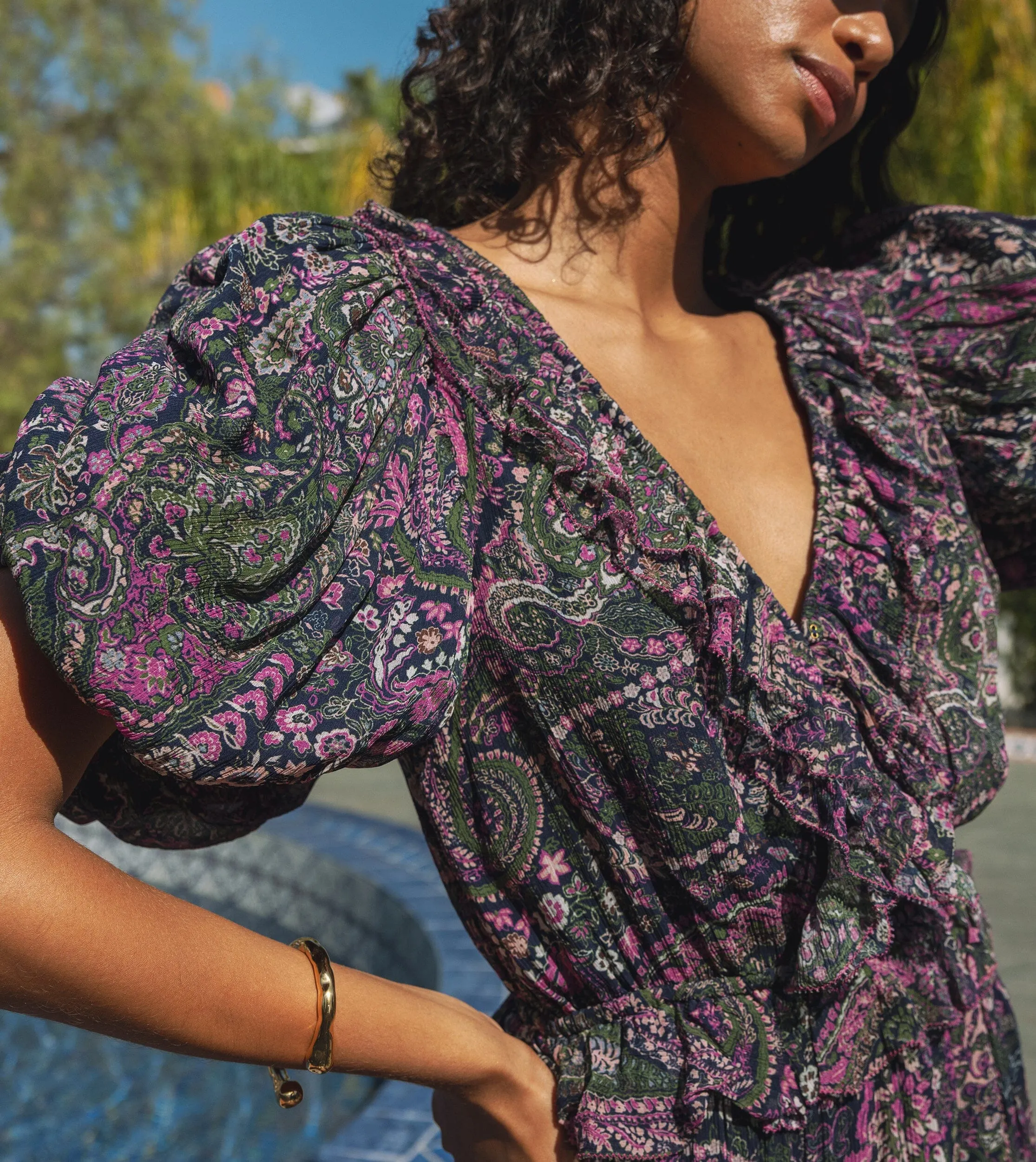 Callista Midi Dress | Caymen Paisley Purple