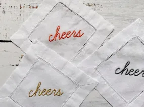 Cheers Hemstitch Cocktail Coasters, set of four