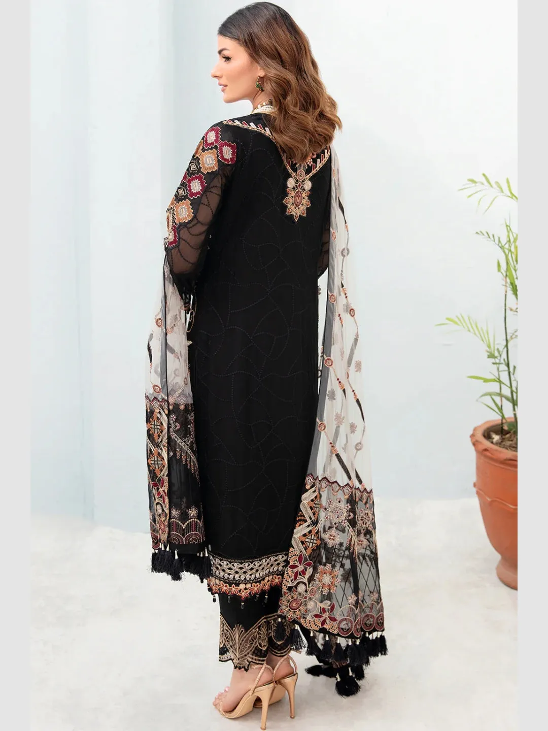 Chevron Embroidered Chiffon