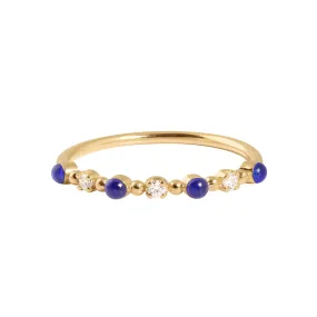 Classic Gigi 3 Diamond Lapis Ring, Yellow Gold, Size 6