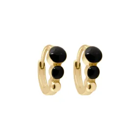 Classic Gigi Black hoops, Yellow Gold