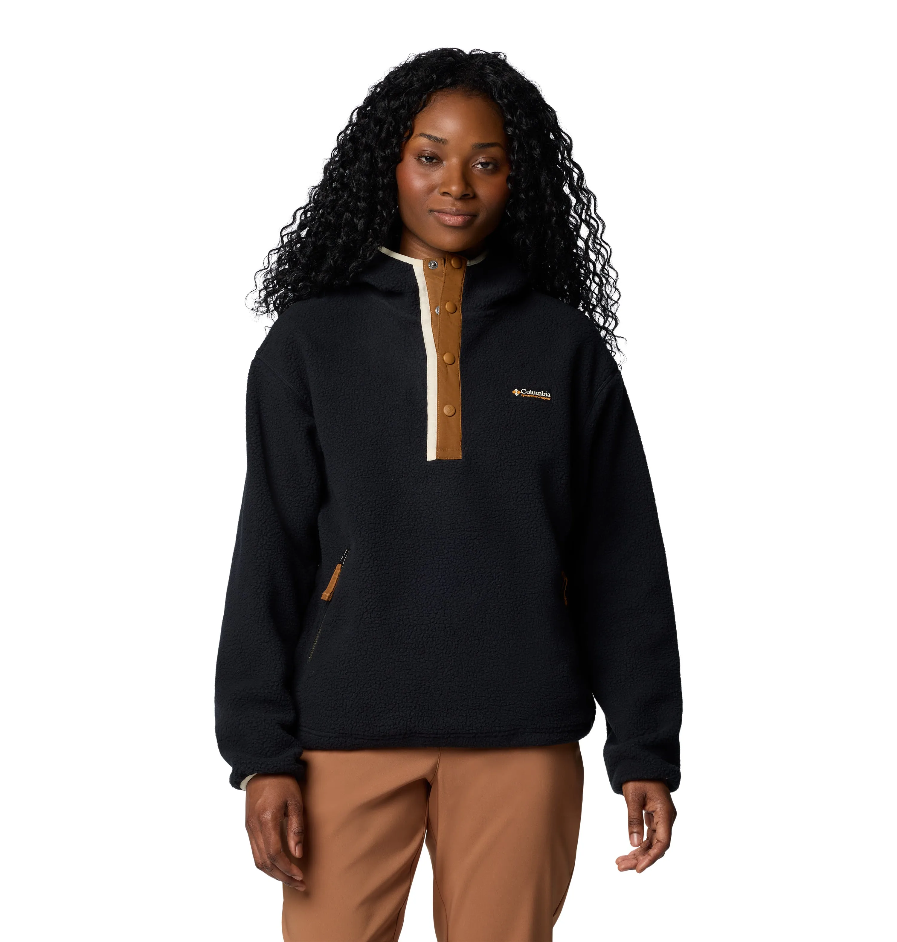 Columbia Women's Helvetia II Sherpa Hooded Half Snap Fleece (Black)