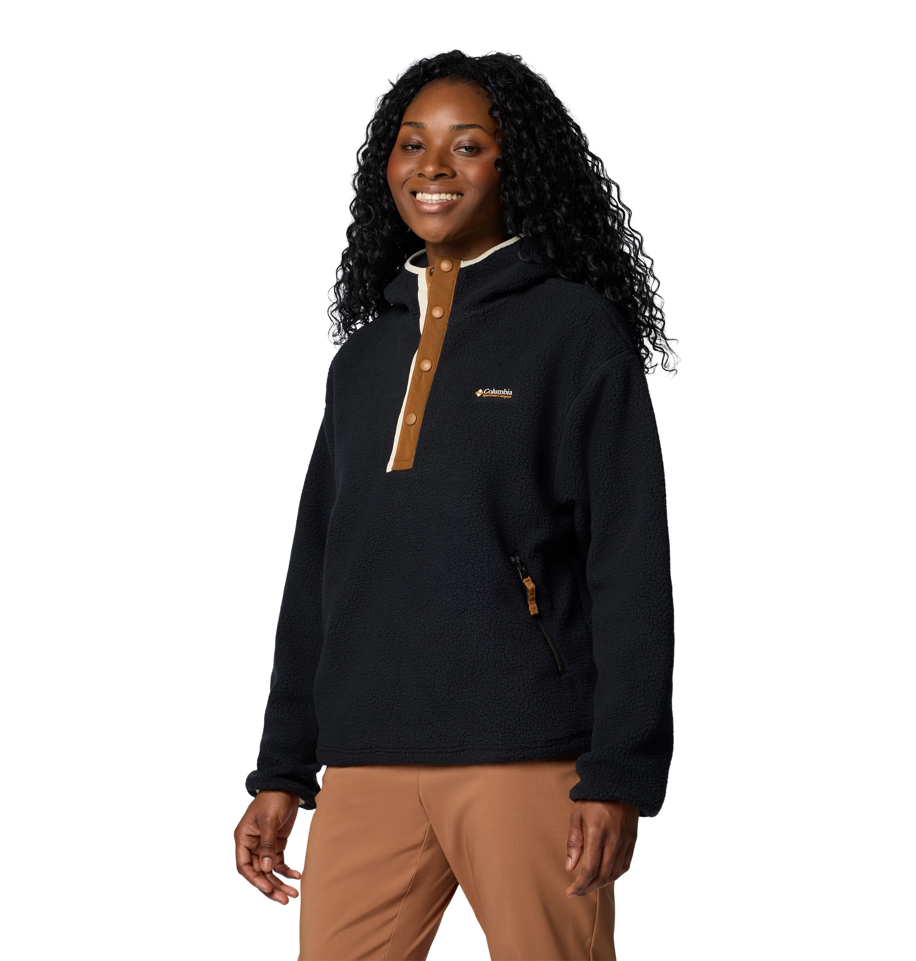 Columbia Women's Helvetia II Sherpa Hooded Half Snap Fleece (Black)