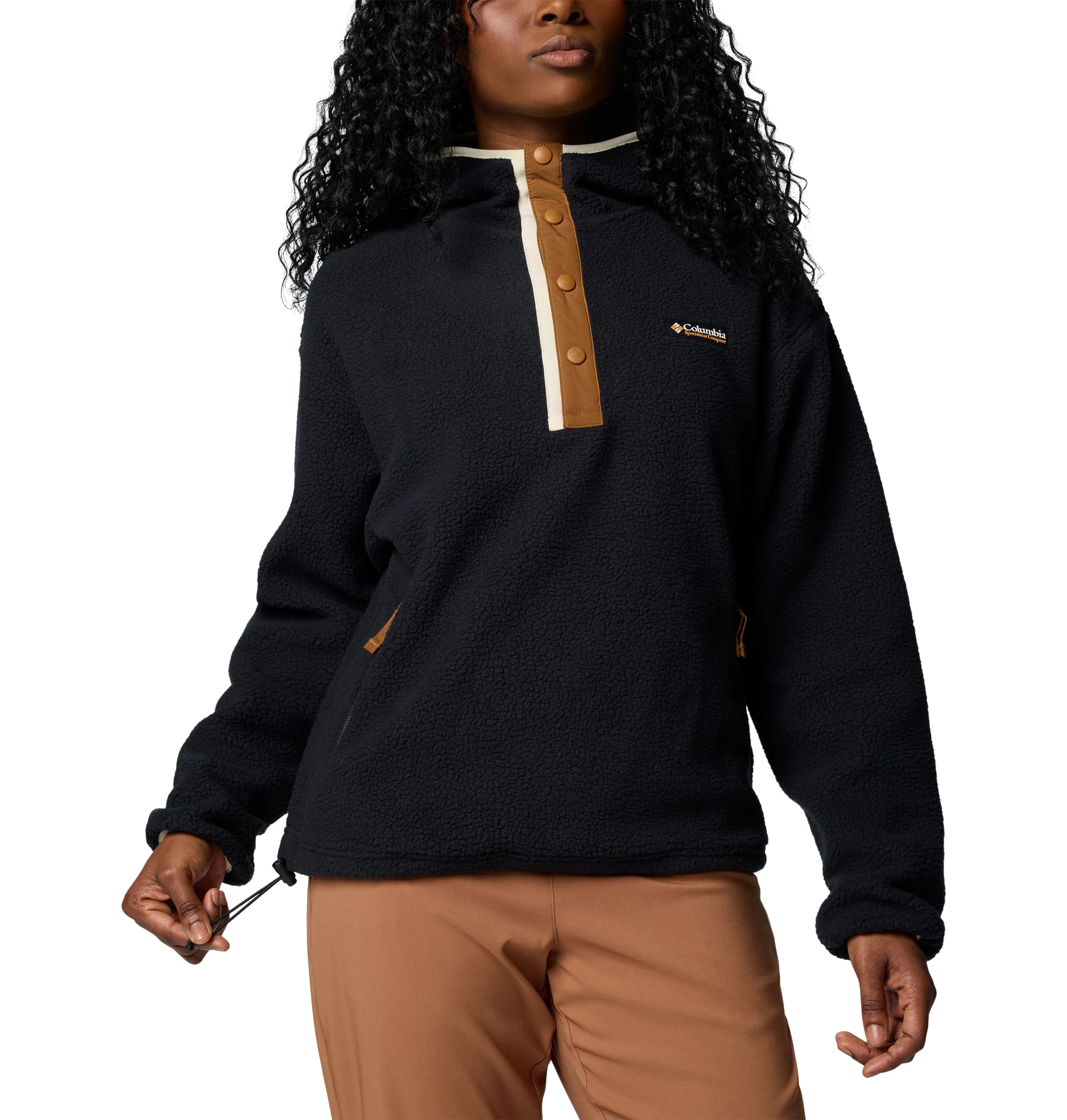 Columbia Women's Helvetia II Sherpa Hooded Half Snap Fleece (Black)