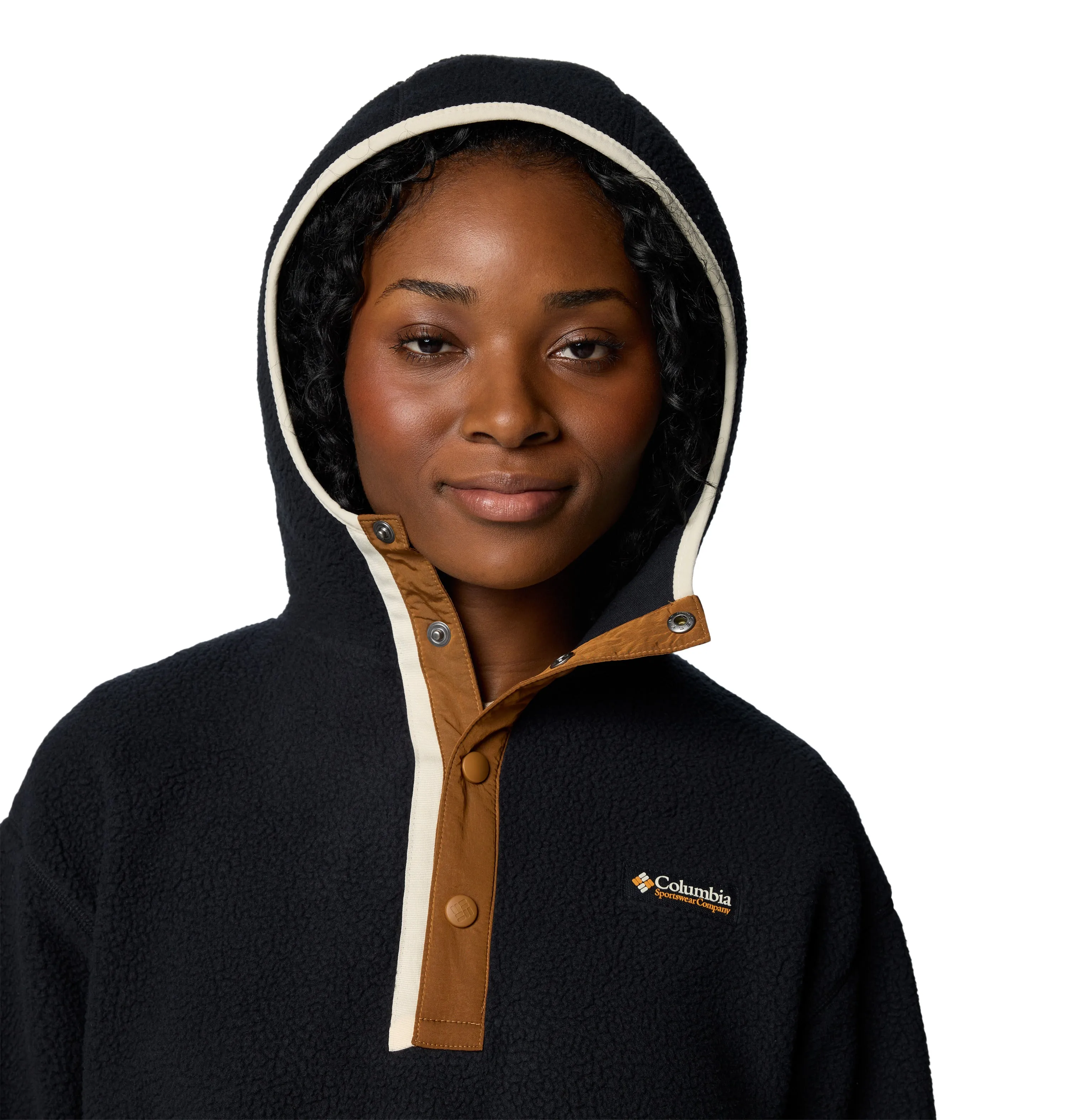 Columbia Women's Helvetia II Sherpa Hooded Half Snap Fleece (Black)