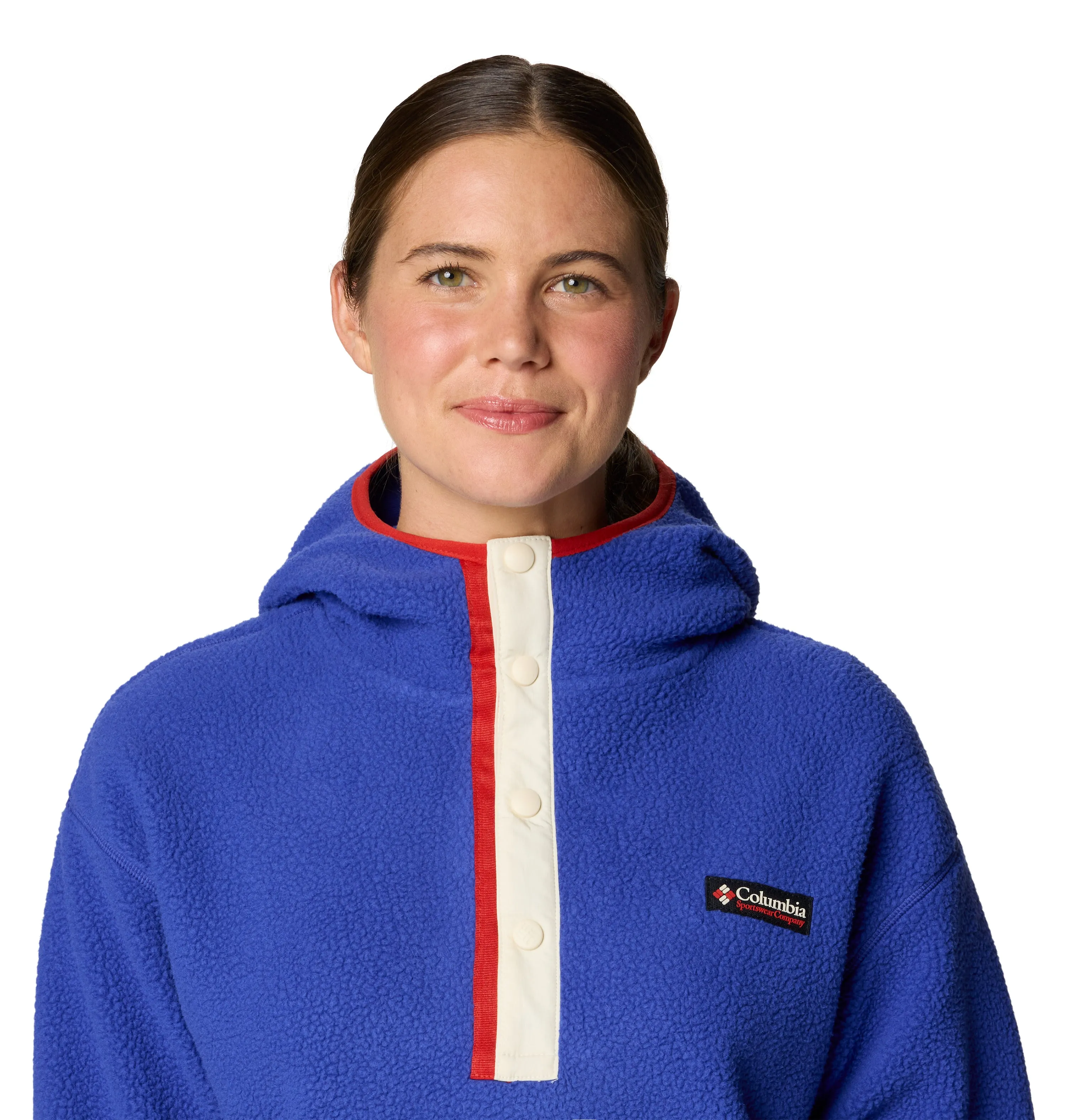 Columbia Women's Helvetia II Sherpa Hooded Half Snap Fleece (Clematis Blue)