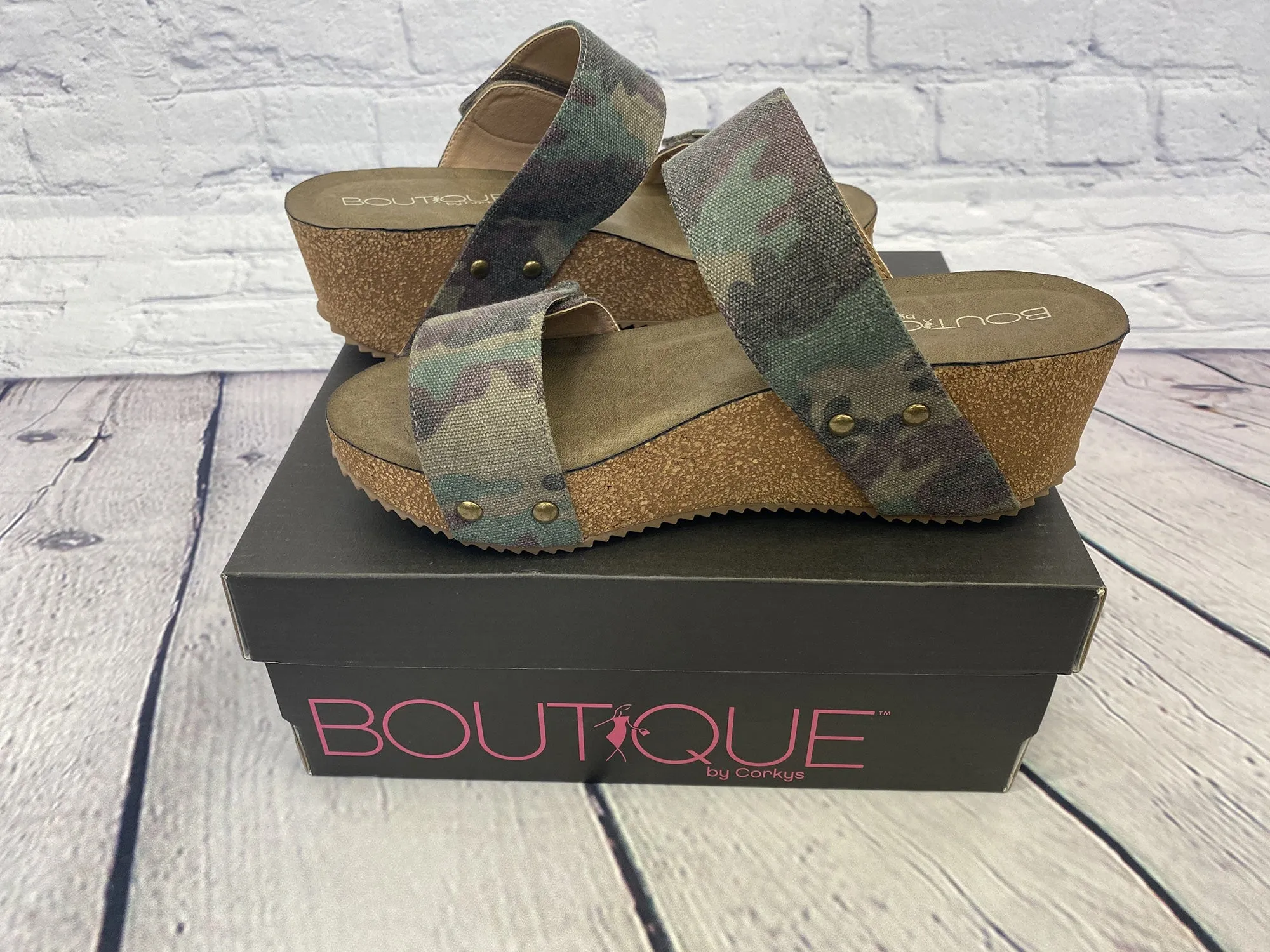 Corkys Dina Camo Wedge Sandals