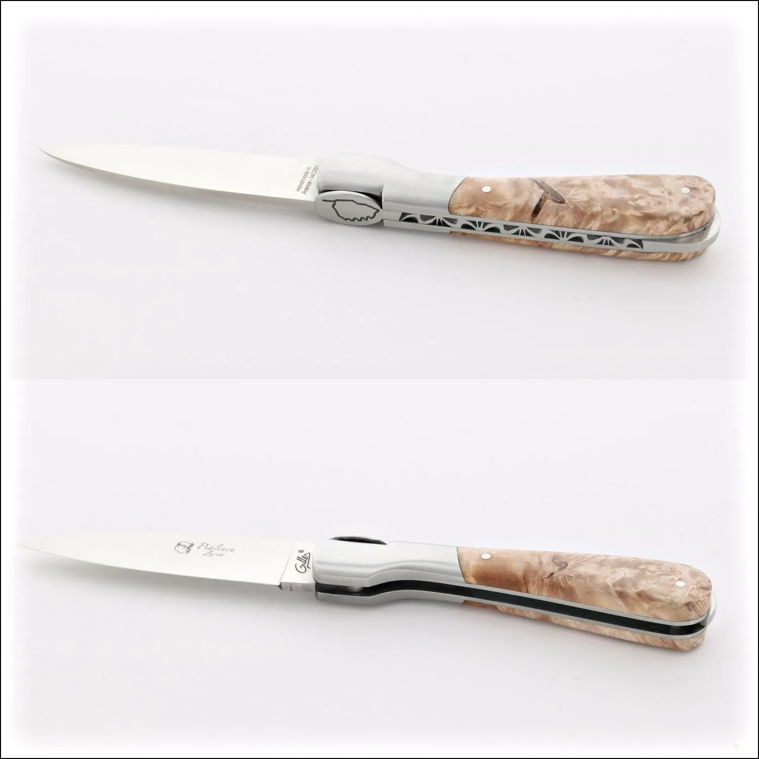 Corsican Pialincu Folding Knife Maple Burl Handle