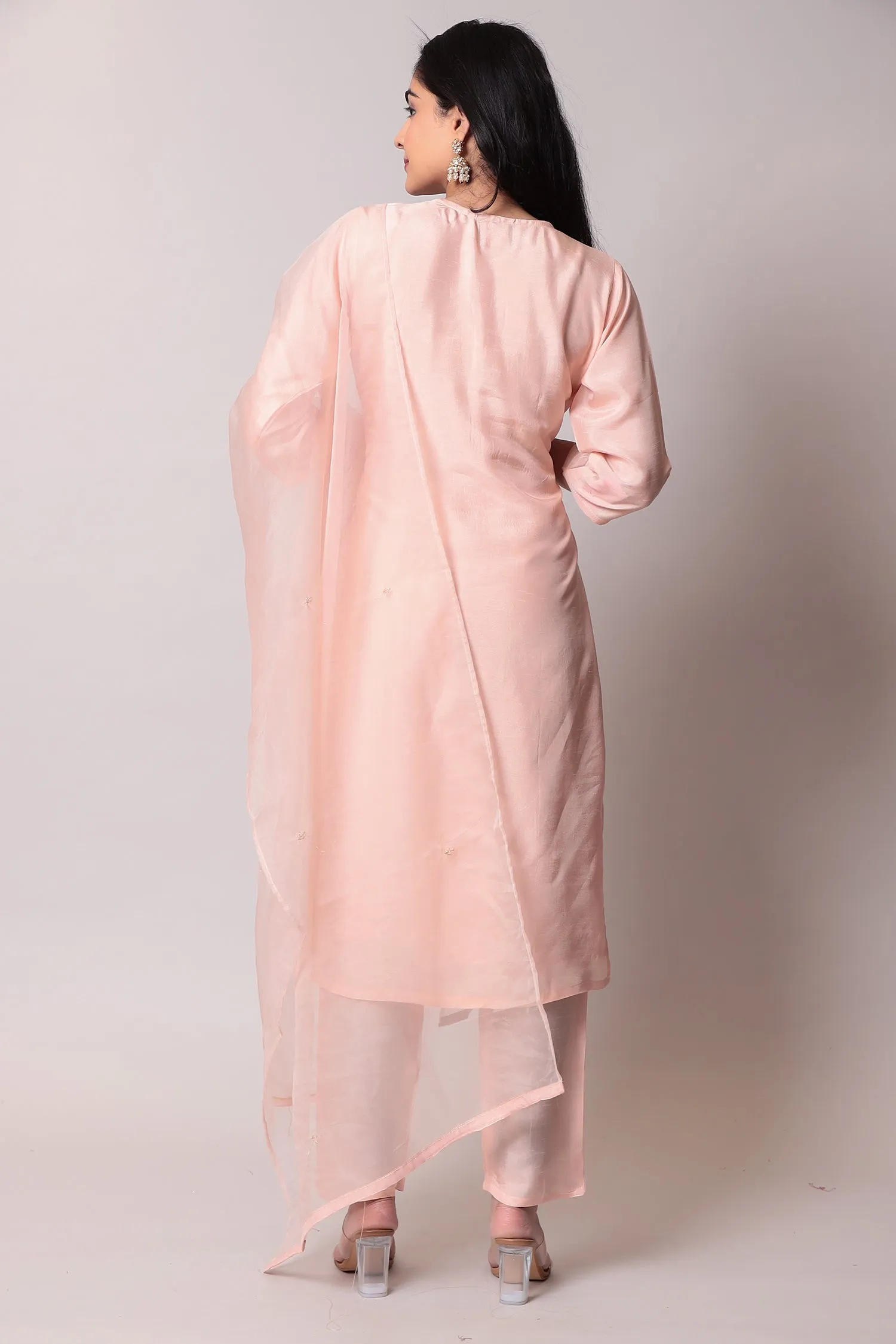 Cotton Kurta with Pearl, Thread work.