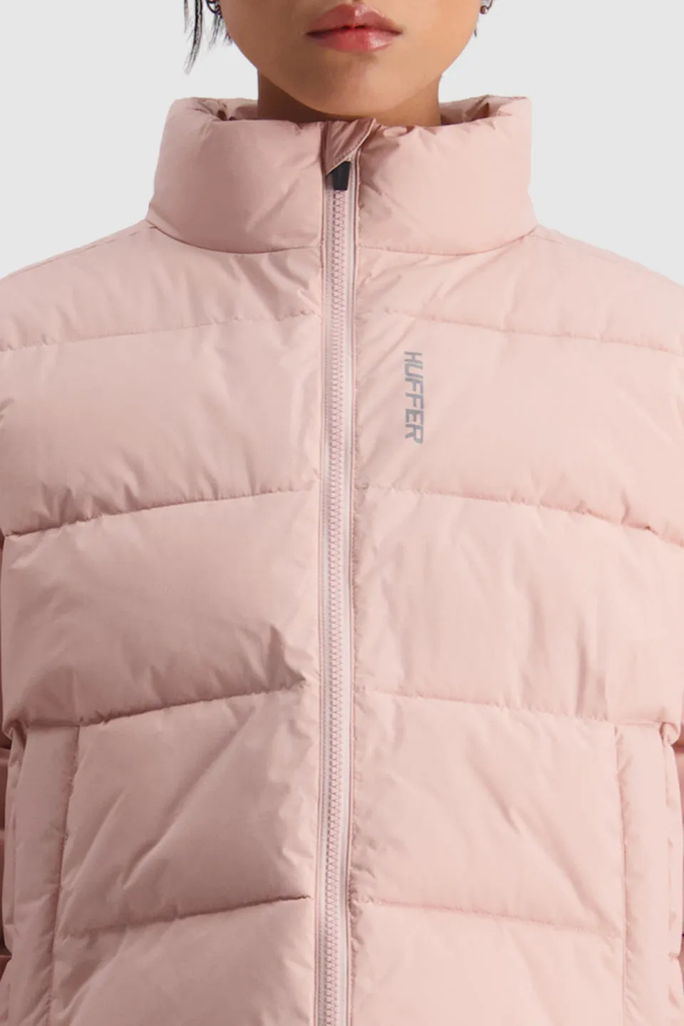 Crop Dusky Pink Puffer Jacket