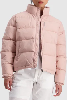 Crop Dusky Pink Puffer Jacket