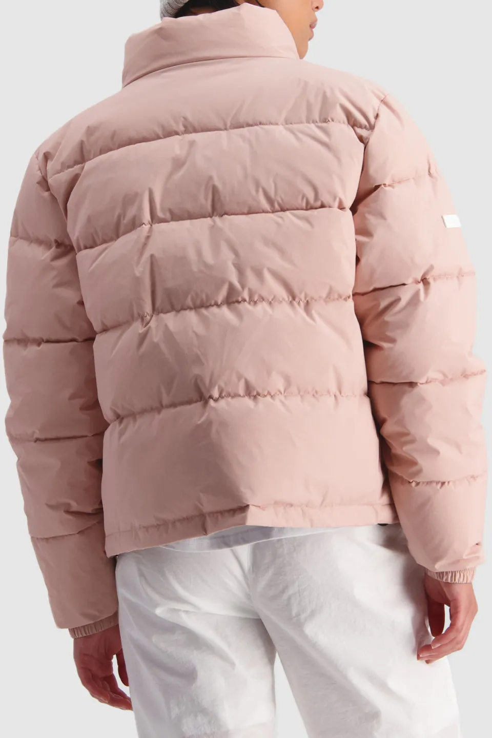 Crop Dusky Pink Puffer Jacket