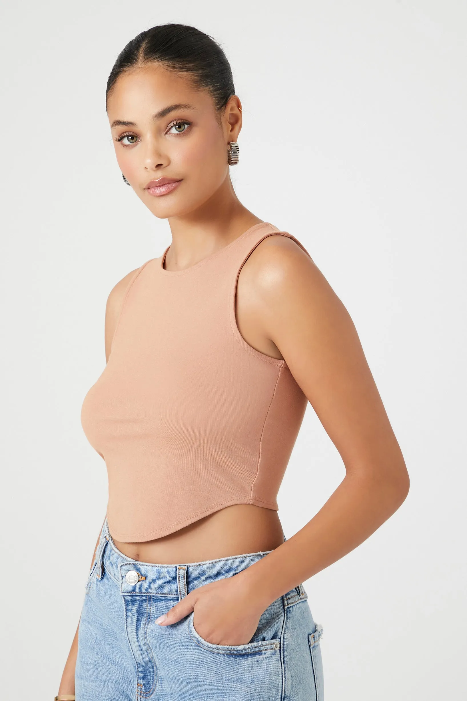 Cropped Rib-Knit Tank Top