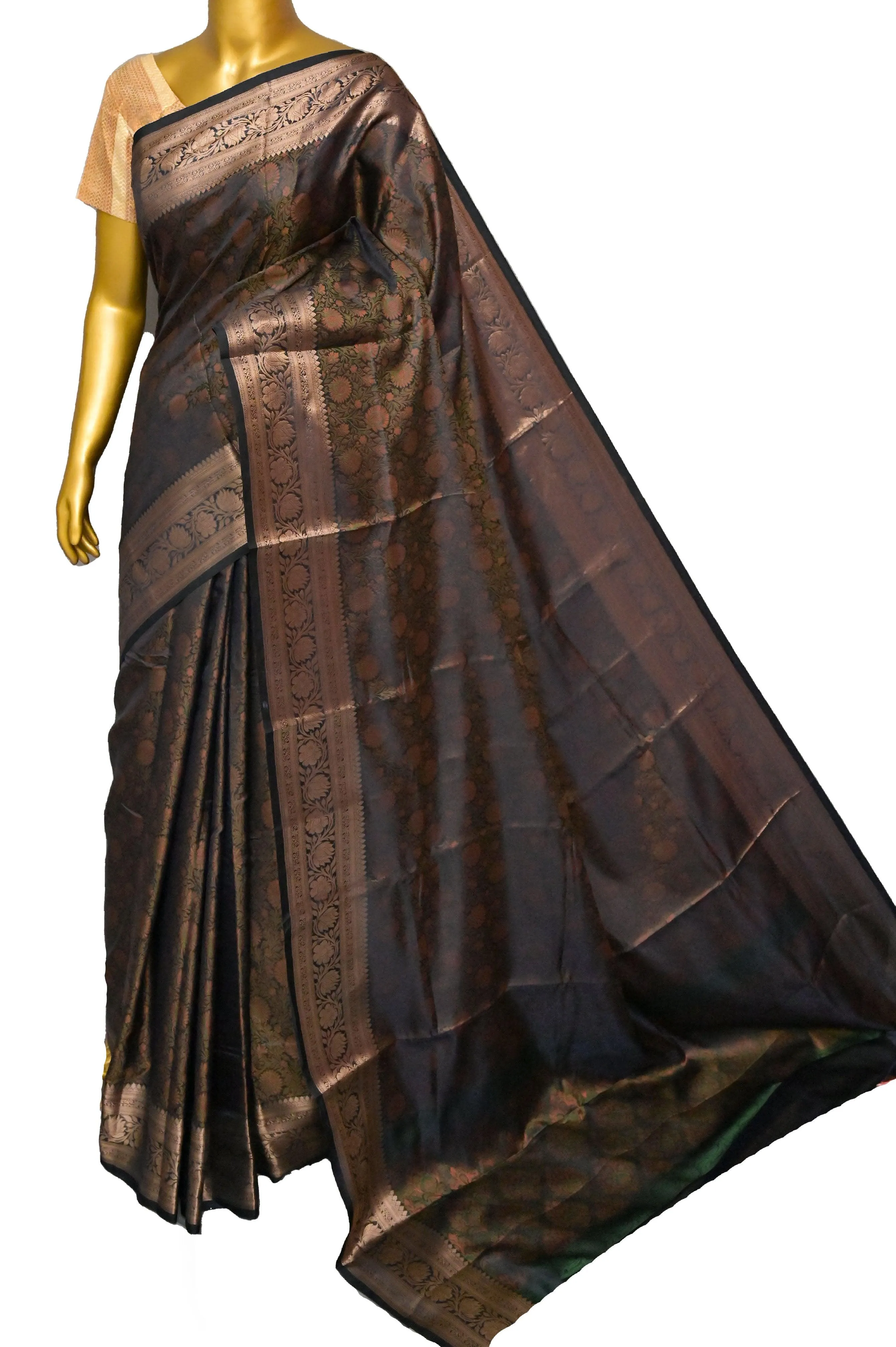 Deep Green Color Tanchoi Saree