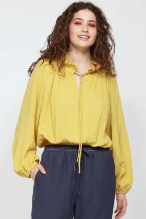 Depot Cotton Frill Neck Sunflower Top