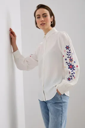 Embroidered puffy sleeve blouse