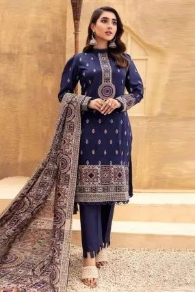 FCC-189 Blue Embroidered Karandi Three Piece Winter Collection