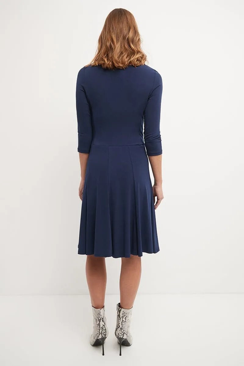 Flared Business Dress with 3/4 Sleeves