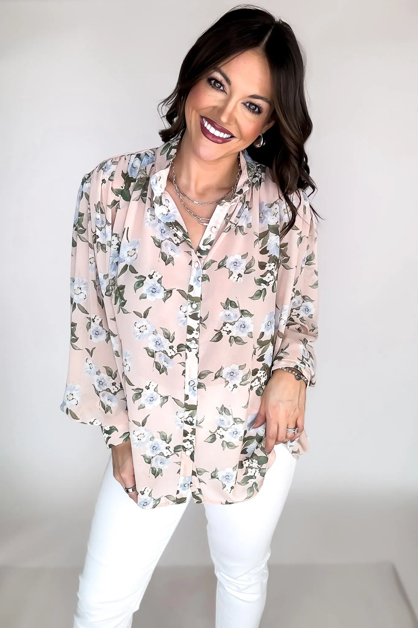 Floral Pink Blouse Top