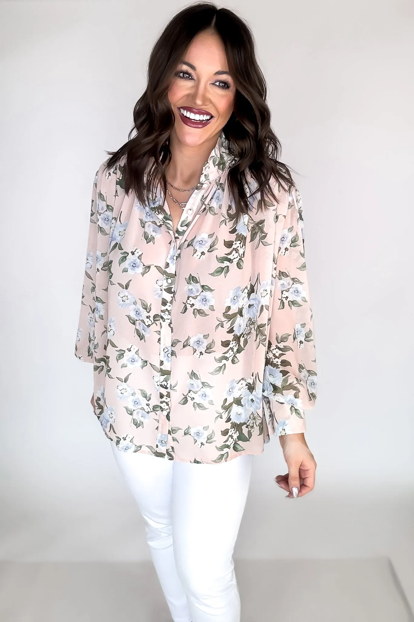 Floral Pink Blouse Top