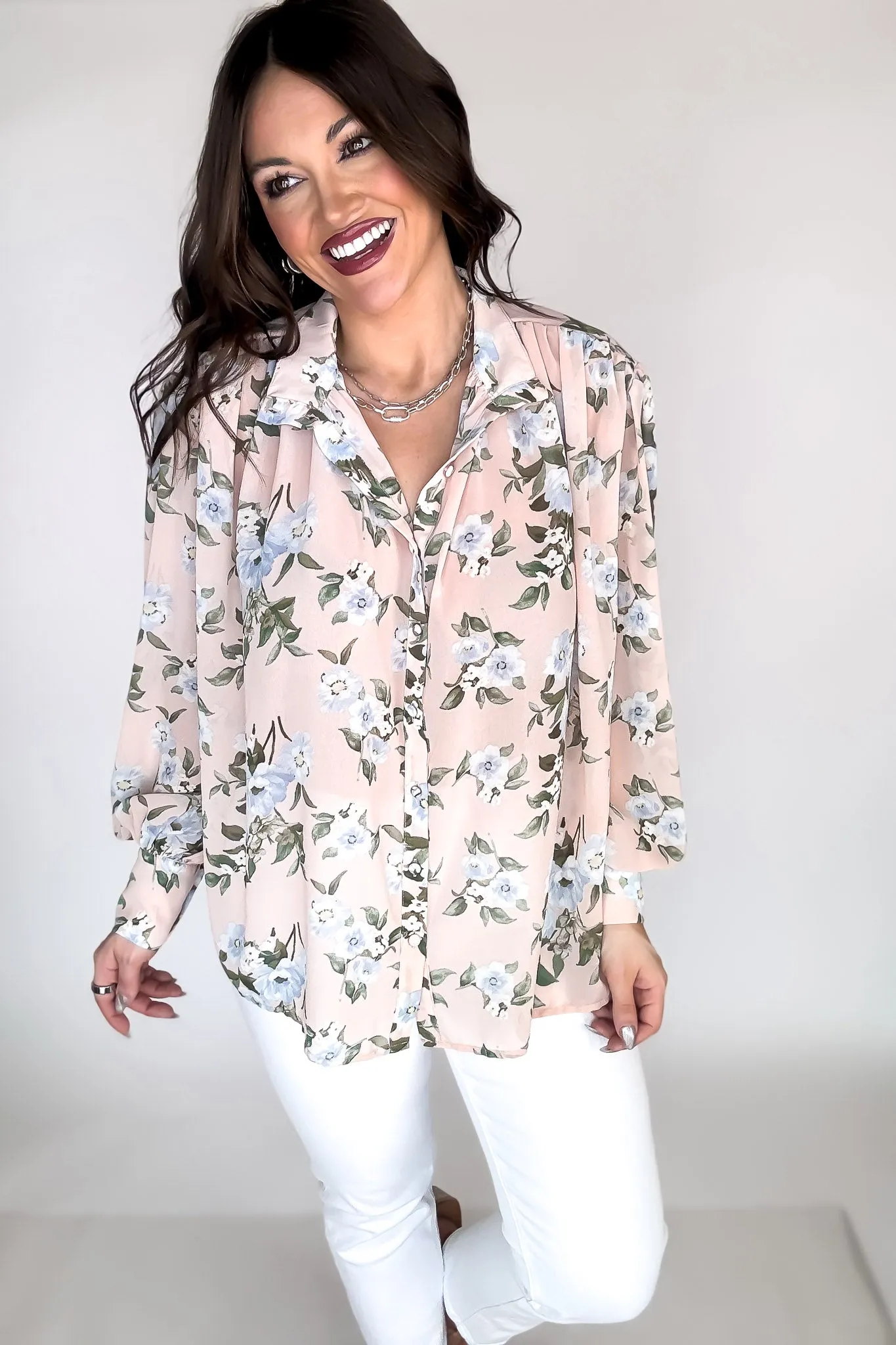 Floral Pink Blouse Top