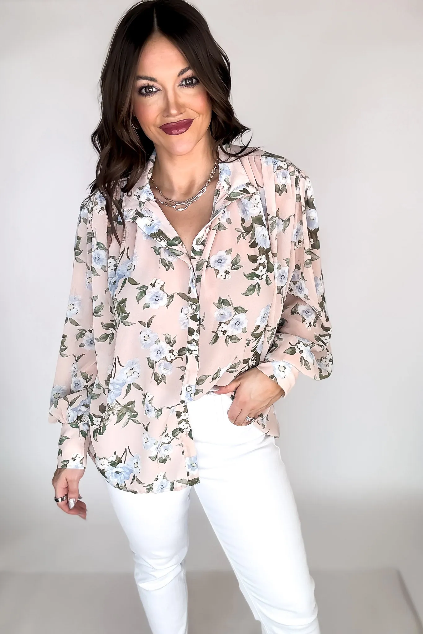 Floral Pink Blouse Top