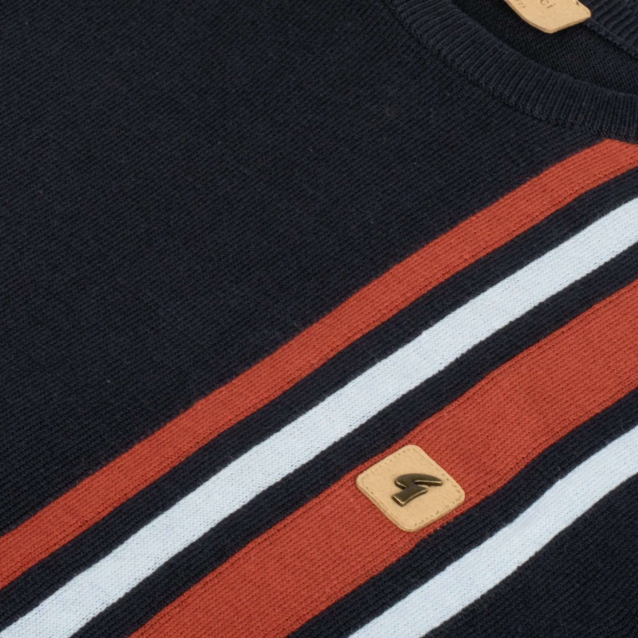 Gabicci Vintage Dirk Stripe Knit Jumper Navy