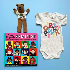 'Girl Power' Infant Onesie, Soother Toy, Feminist Book